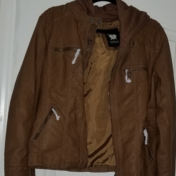 Camel color faux leather jacket size XL - Picture 1 of 3